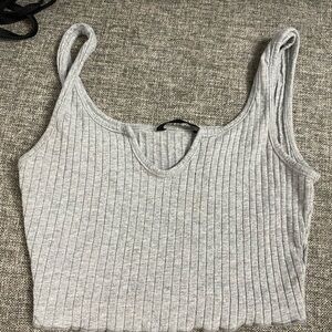 SHEIN Gray Ribbed Crop Tank Top